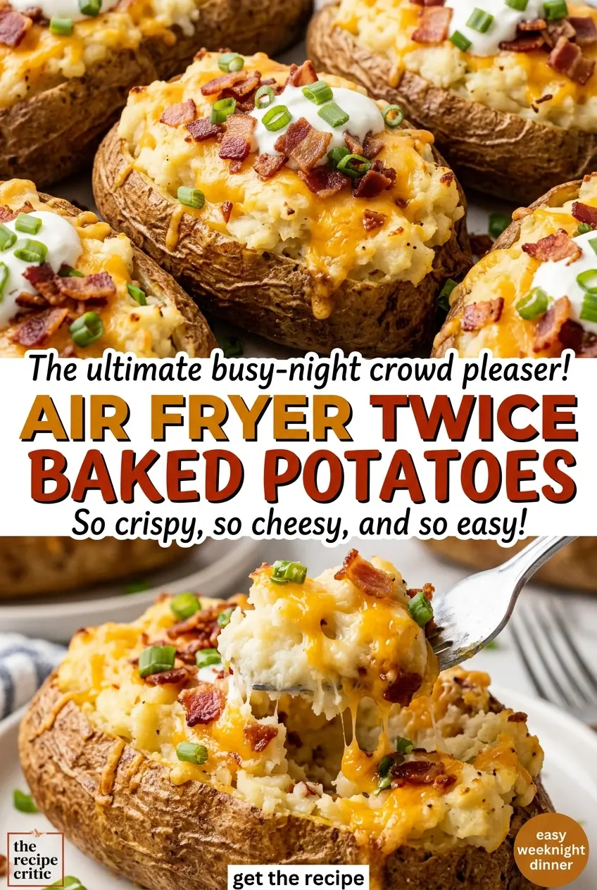Air Fryer Twice Baked Potatoes creamy cheddar filling