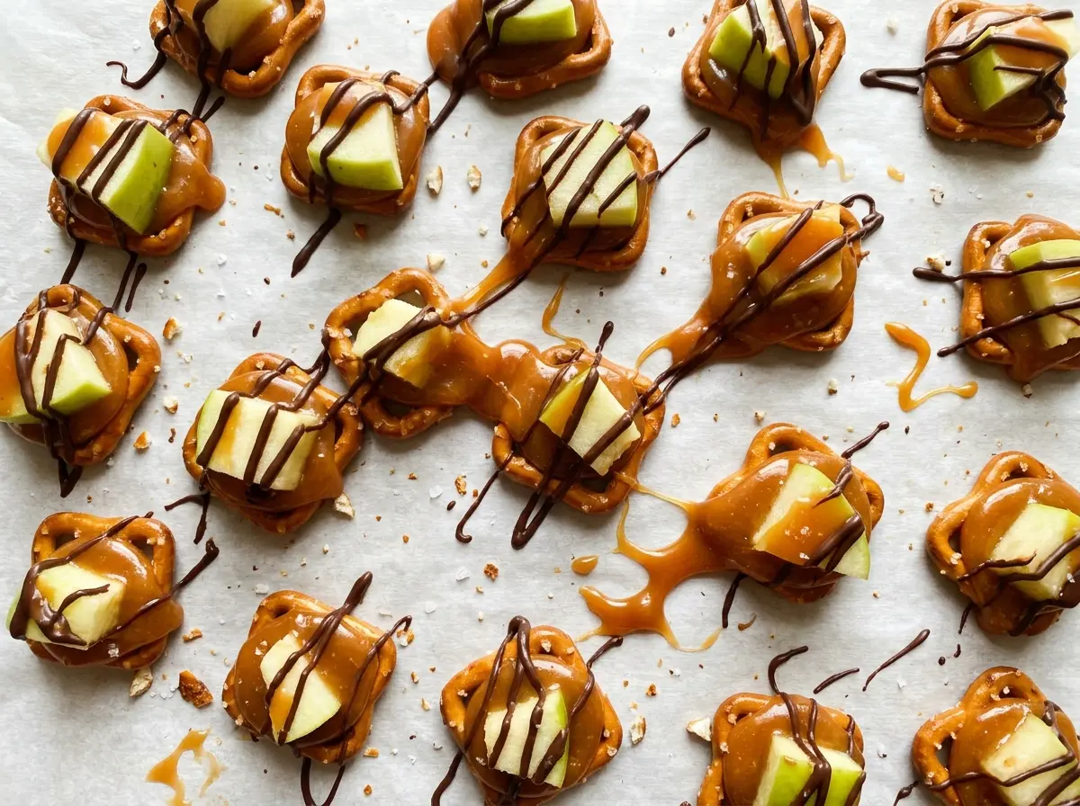 Caramel Apple Pretzel Bites glossy tart crunchy