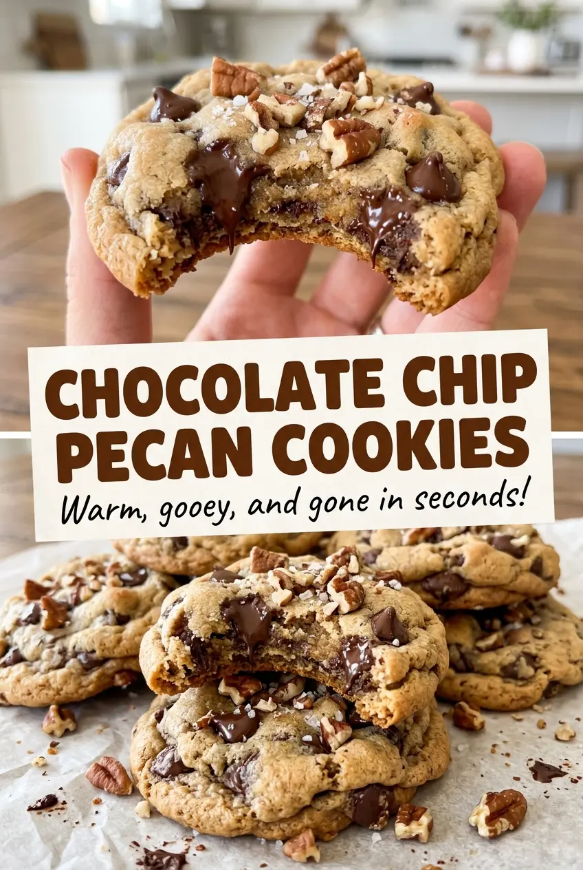 Chocolate Chip Pecan Cookies with chocolate and pecans