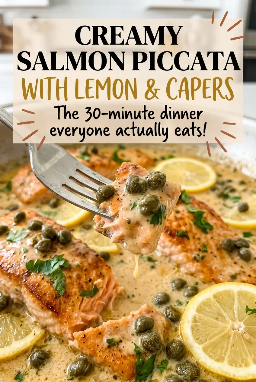 Creamy Salmon Piccata with Lemon and Capers caper cream skillet