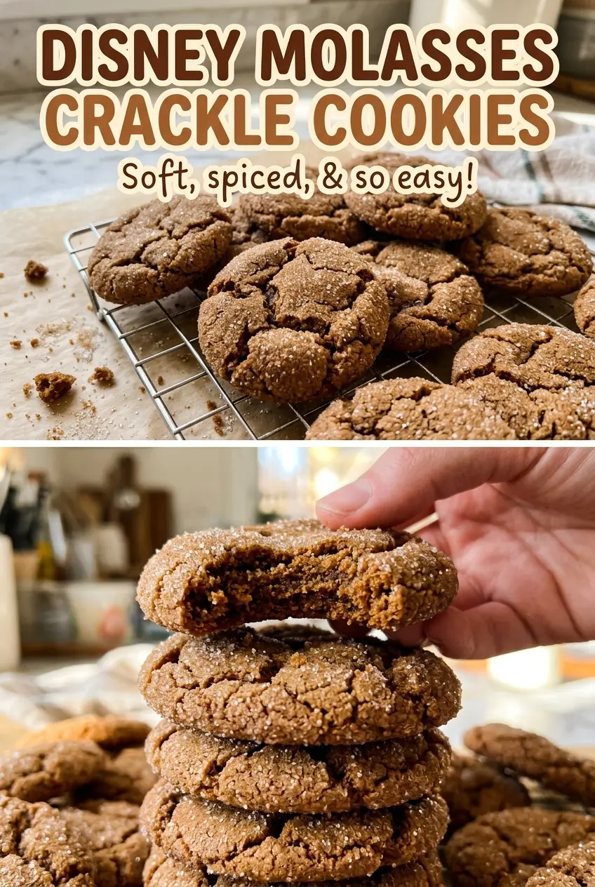 Disney Molasses Crackle Cookies with sugary, crinkled tops