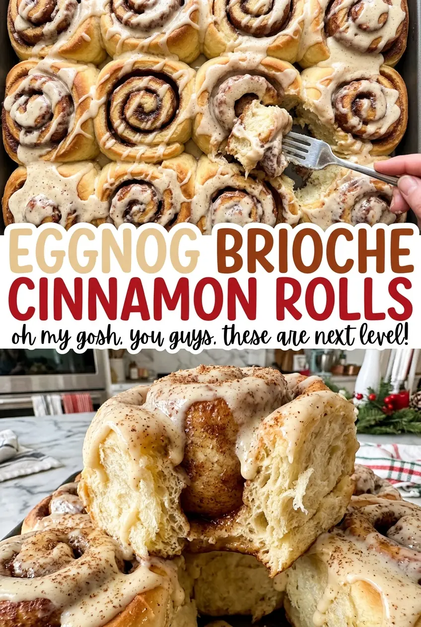 Eggnog brioche cinnamon rolls with soft centers