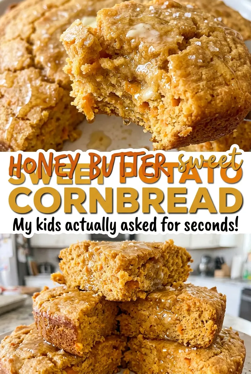 Honey Butter Sweet Potato Cornbread warm honey finish