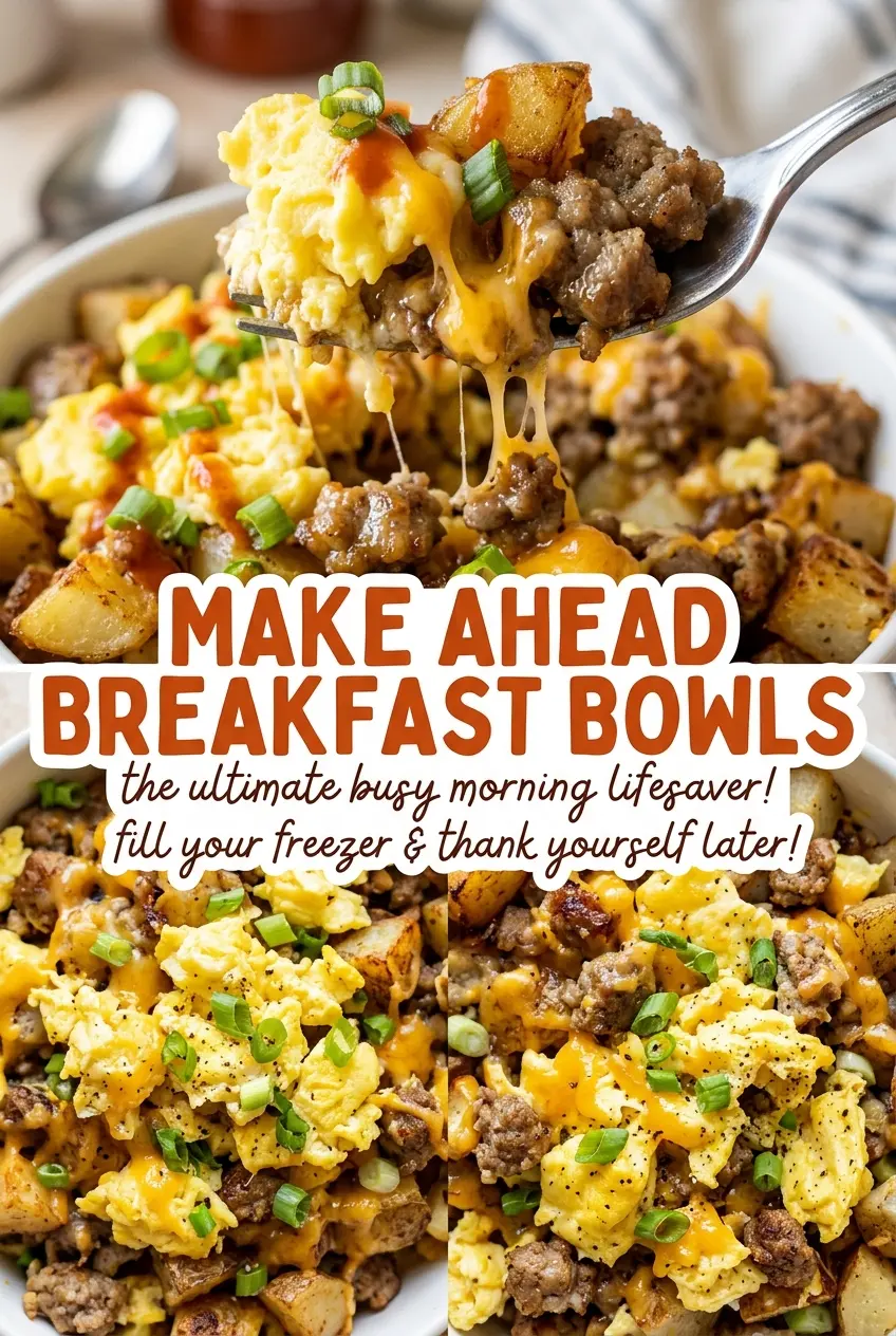 Make Ahead Breakfast Bowls with colorful roasted potatoes