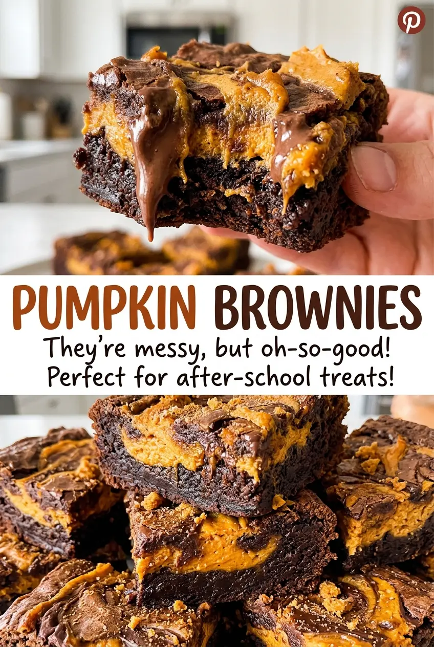 Pumpkin brownies with fudgy marbled centers