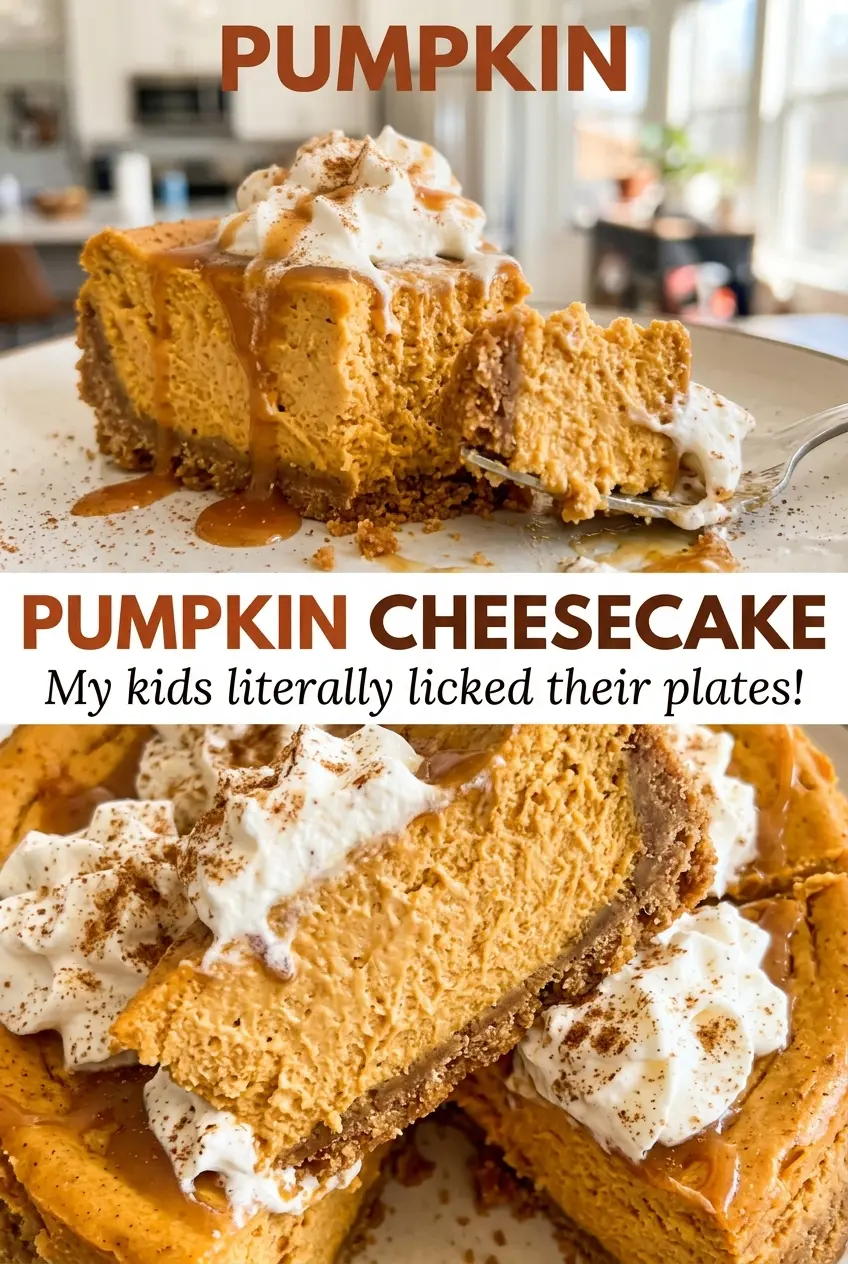 Pumpkin cheesecake with cinnamon ginger warmth