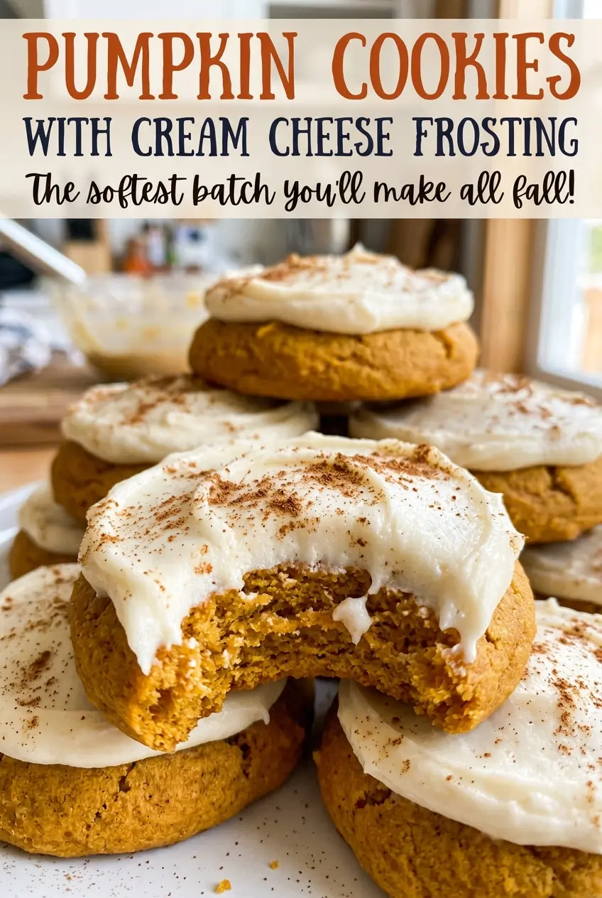 Pumpkin cookies with cream cheese frosting soft spiced